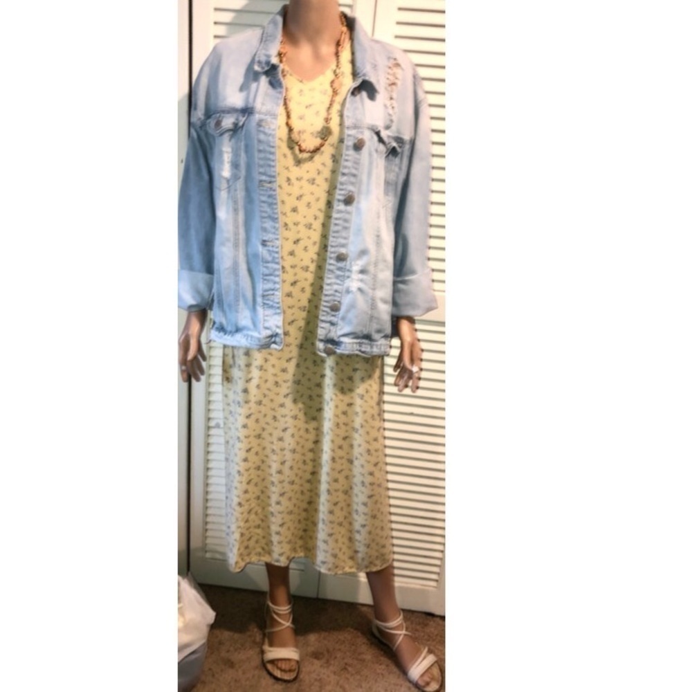 Schemes Vintage Yellow and Blue Floral Maxi Dress Size 9/10